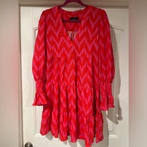 Pomander Place hot pink ikat dress size M
